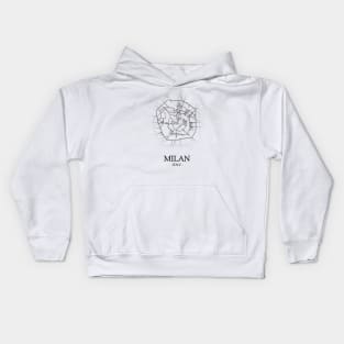 Milan City Map - Italy Cartography Kids Hoodie